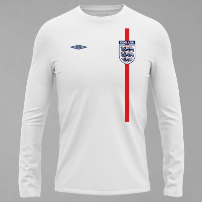 FUKT-085-Beyaz İngiltere Milli Takımı Uzun Kollu Tişört