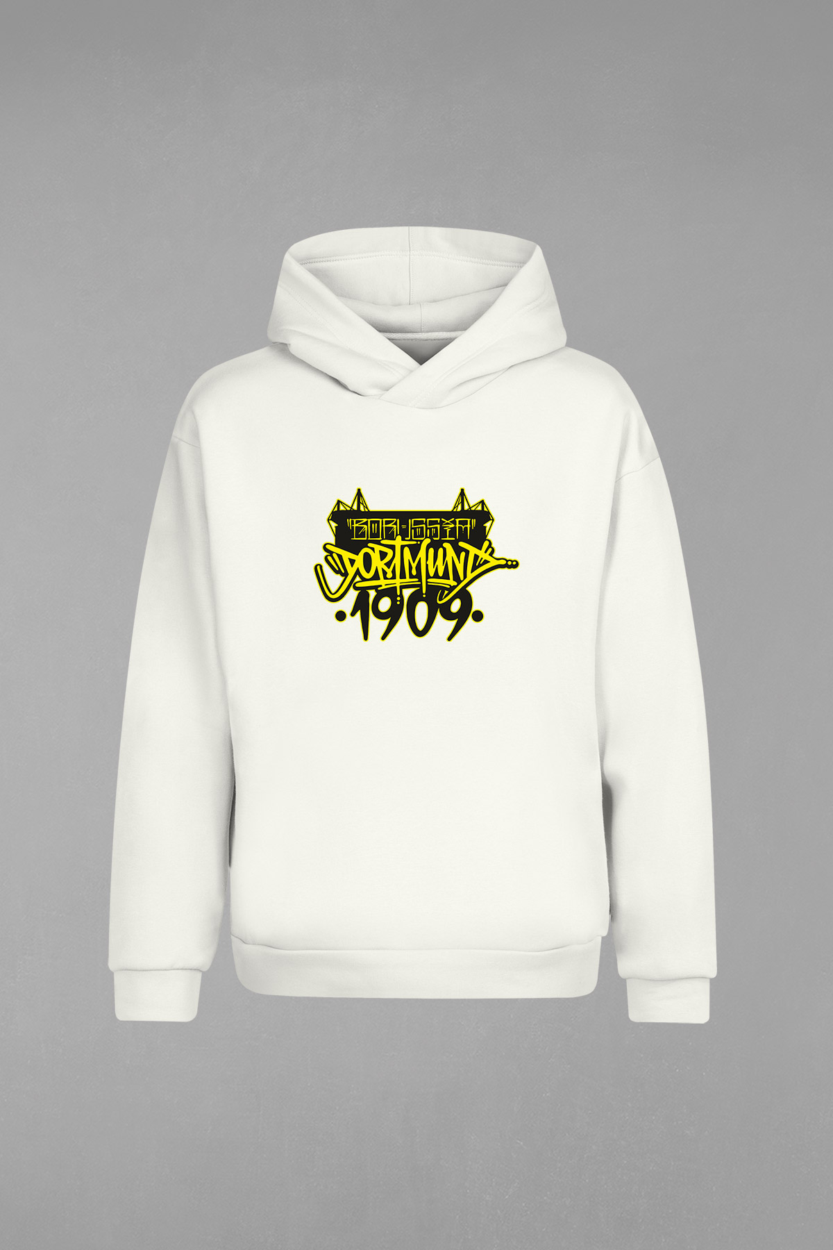 HD-046-Ekru Borussia Dortmund Kapşonlu Sweatshirt