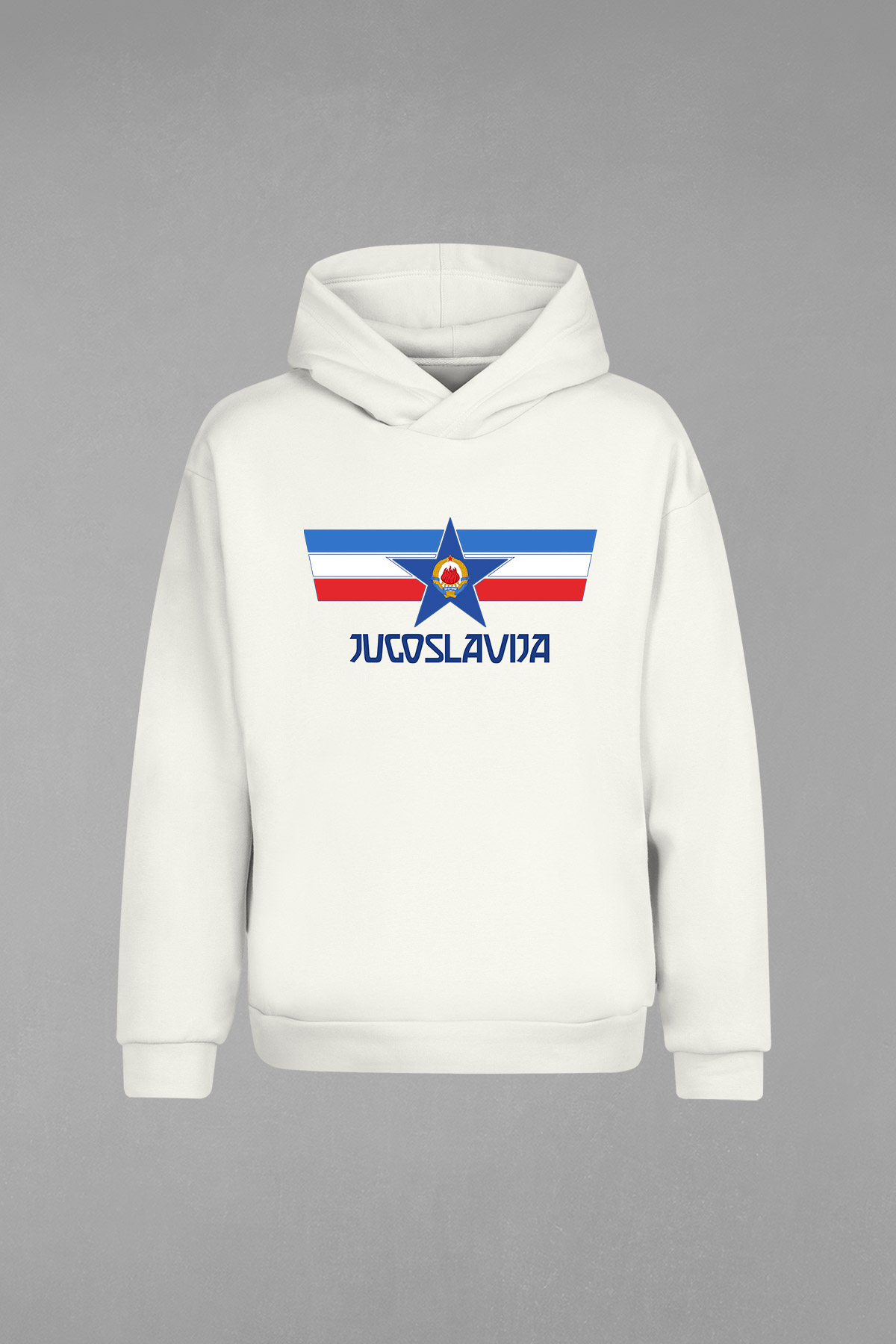 HD-107-Ekru Yugoslavya Milli Takımı Kapşonlu Sweatshirt
