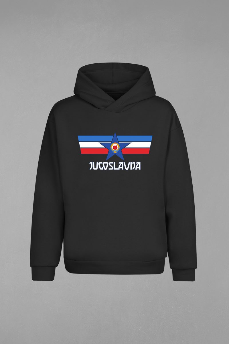 HD-107-Siyah Yugoslavya Milli Takımı Kapşonlu Sweatshirt