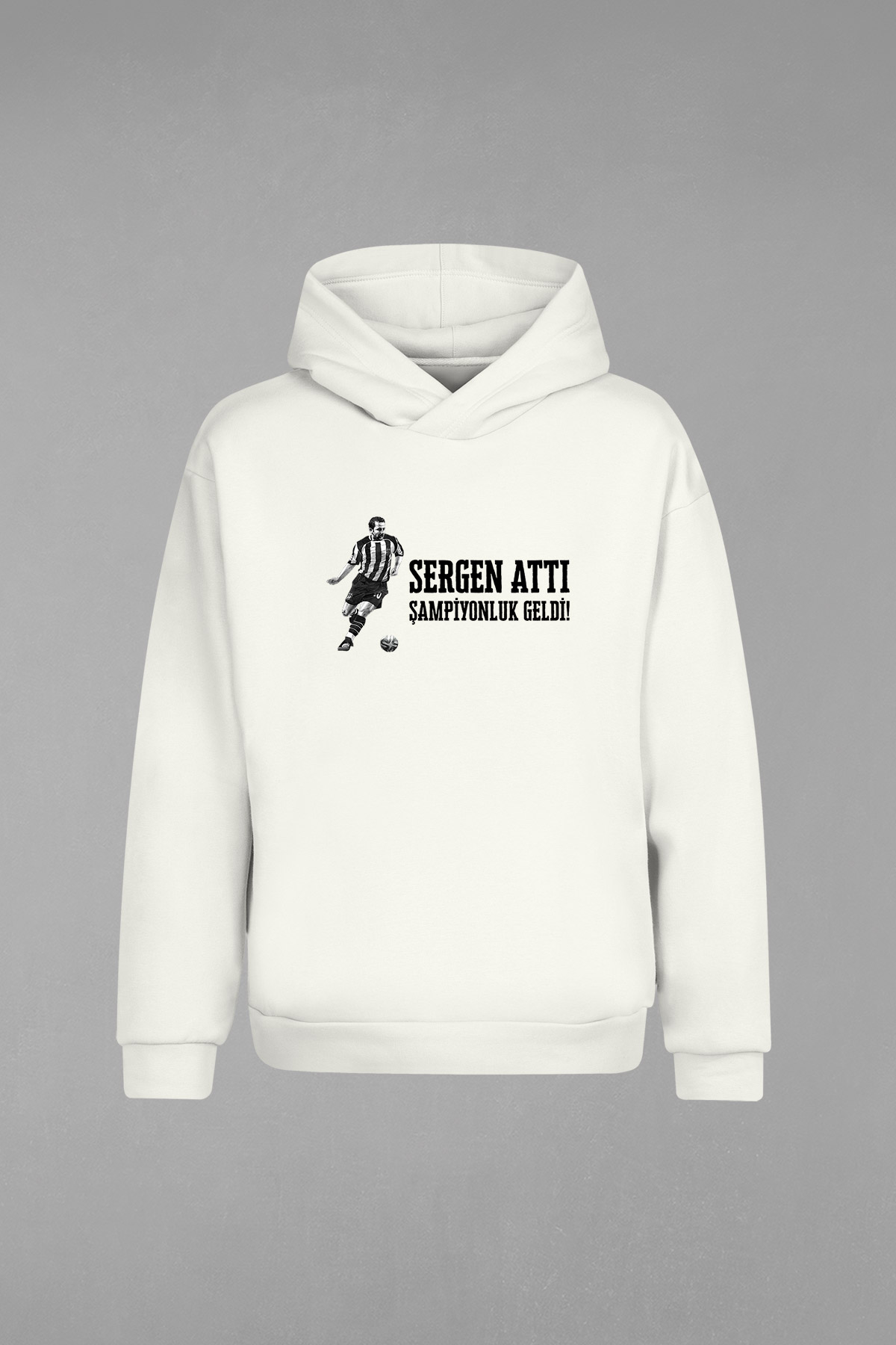 HD-111-Ekru Sergen Yalçın Kapşonlu Sweatshirt
