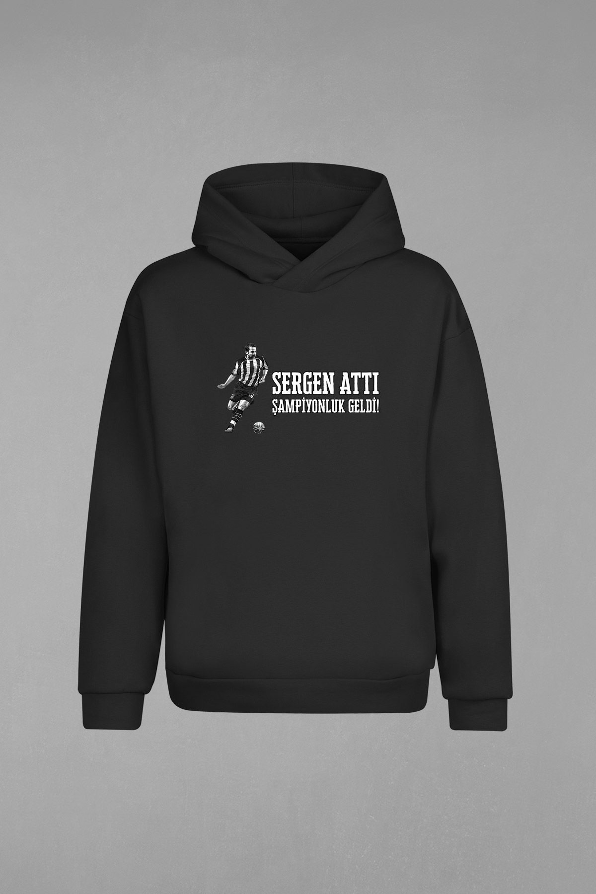 HD-111-Siyah Sergen Yalçın Kapşonlu Sweatshirt