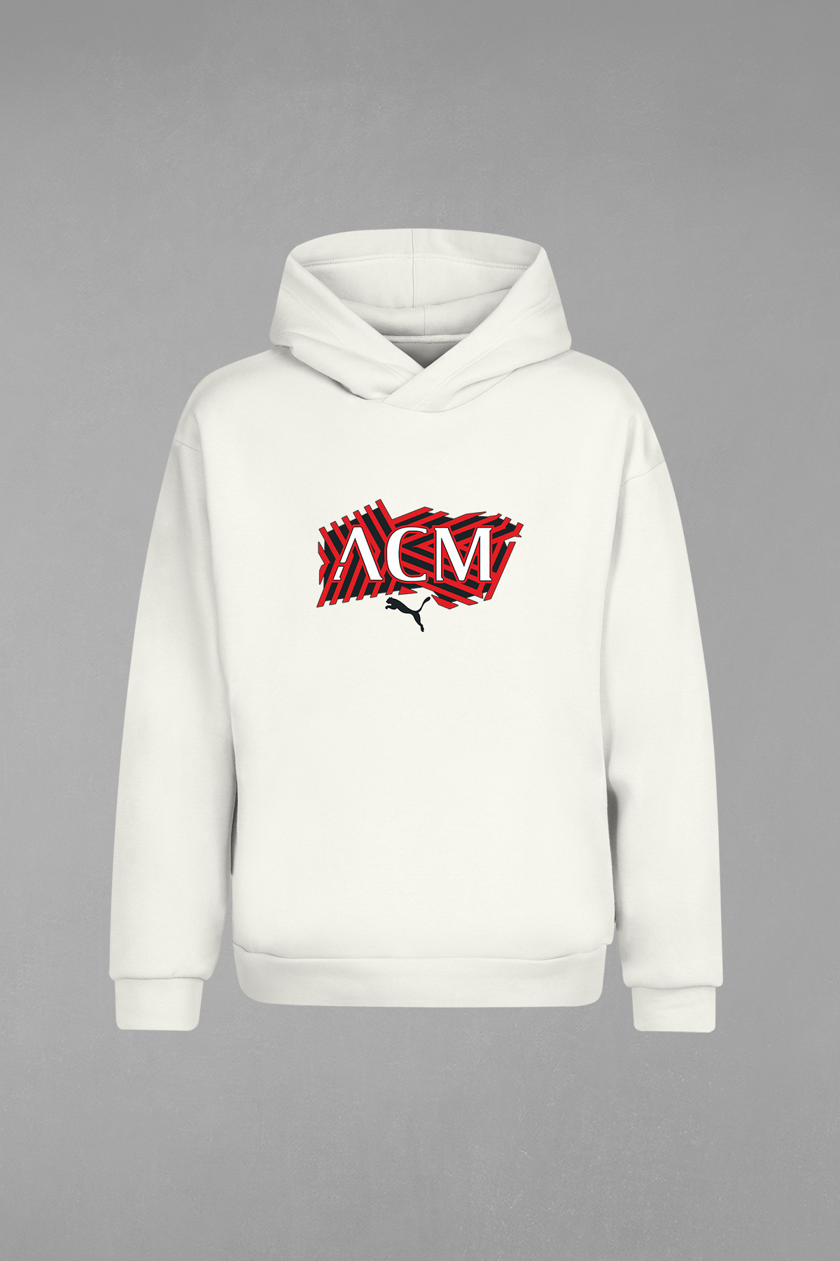 HD-136-Ekru Associazione Calcio Milan Kapşonlu Sweatshirt