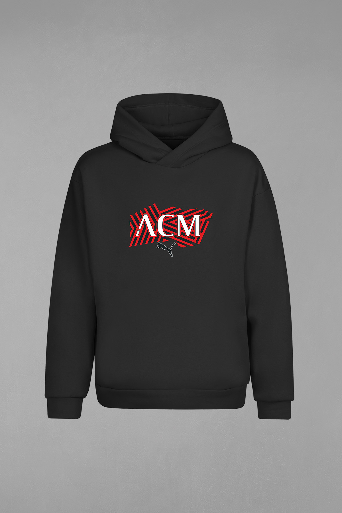 HD-136-Siyah Associazione Calcio Milan Kapşonlu Sweatshirt