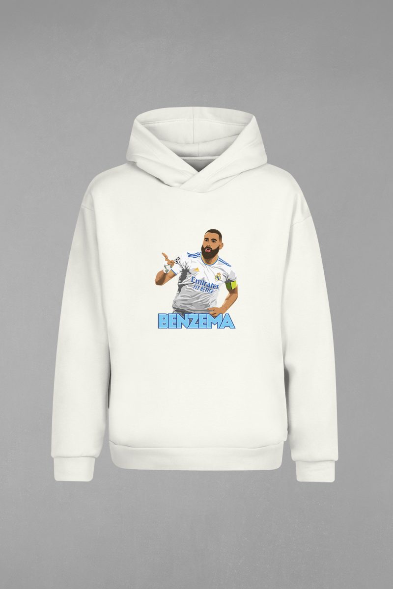 HD-143-Ekru Benzema Kapşonlu Sweatshirt