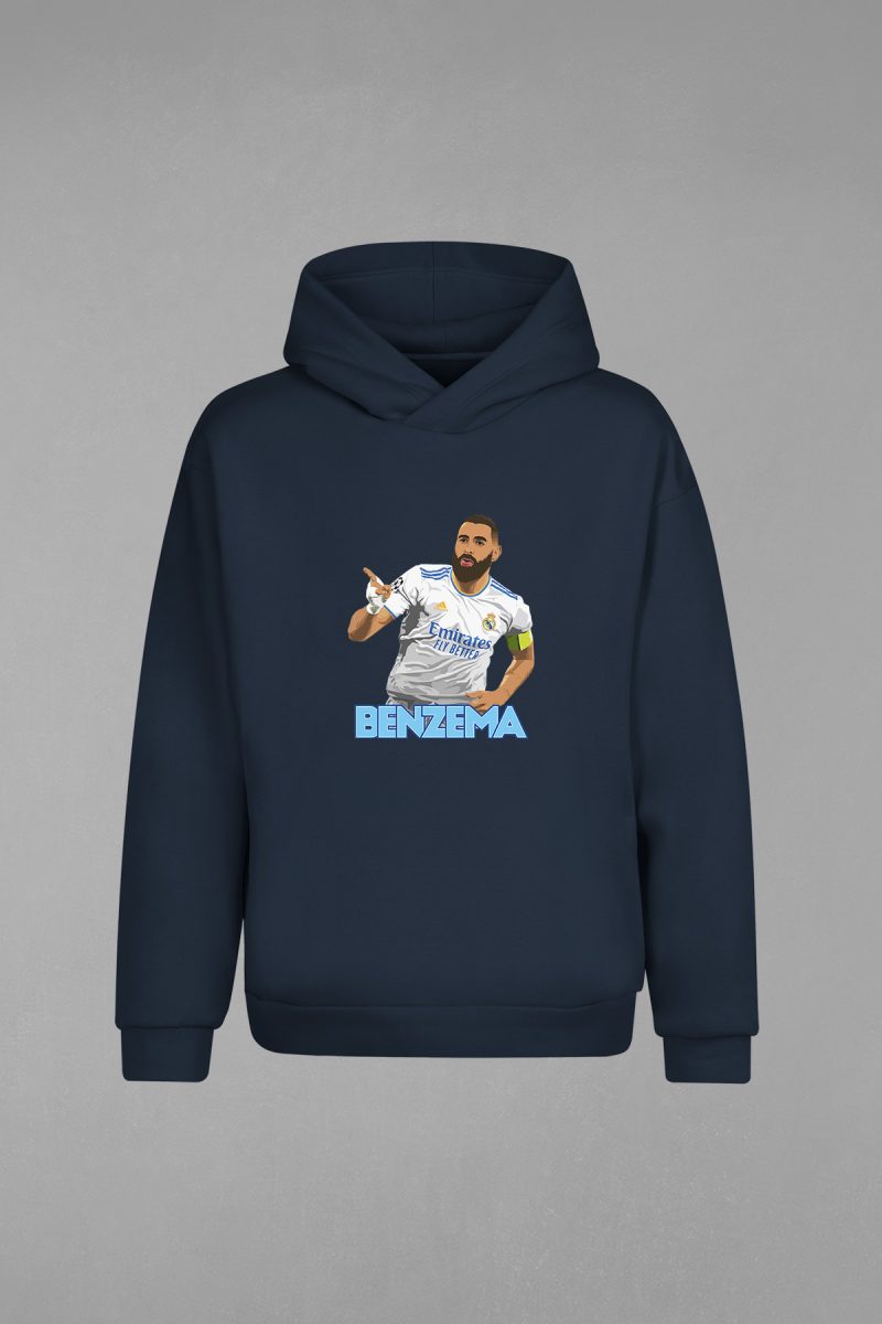 HD-143-Lacivert Benzema Kapşonlu Sweatshirt