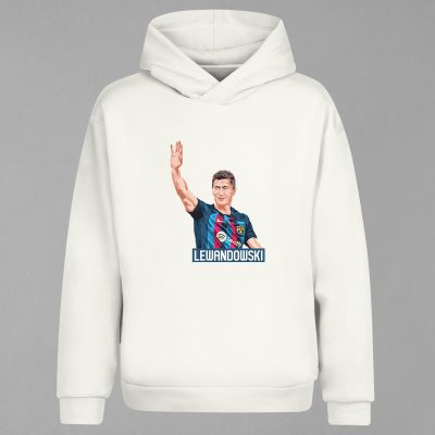 HD-172-Ekru Lewandowski Barcelona Kapşonlu Sweatshirt