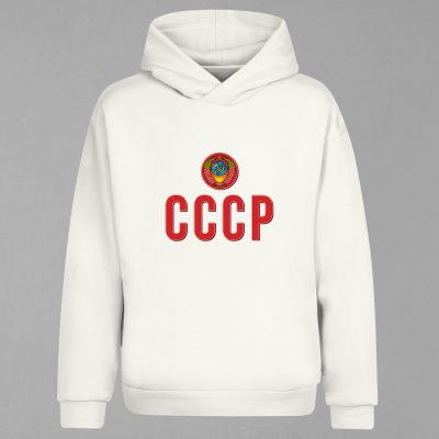 HD-182-Ekru CCCP Sovyetler Birliği Kapşonlu Sweatshirt