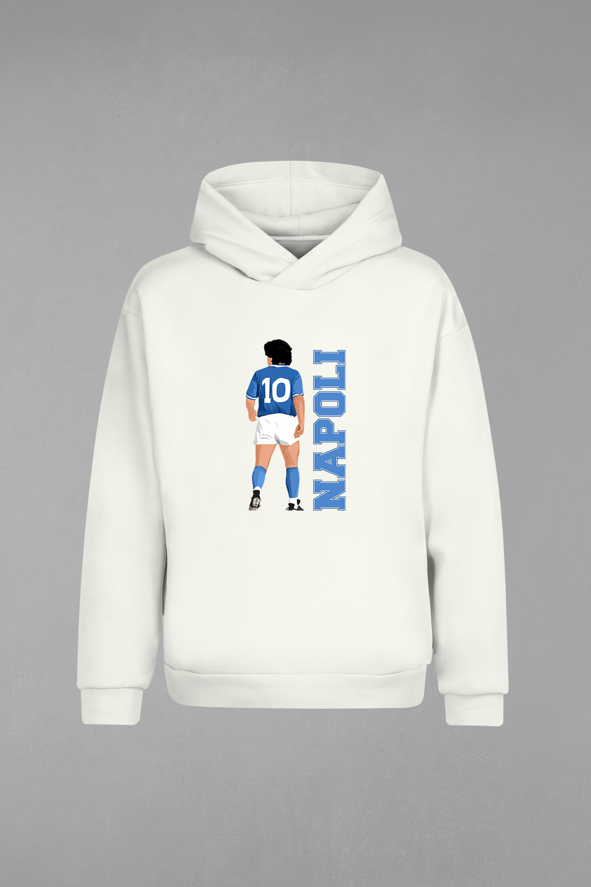HD-188-Ekru Napoli Maradona 10 Kapşonlu Sweatshirt