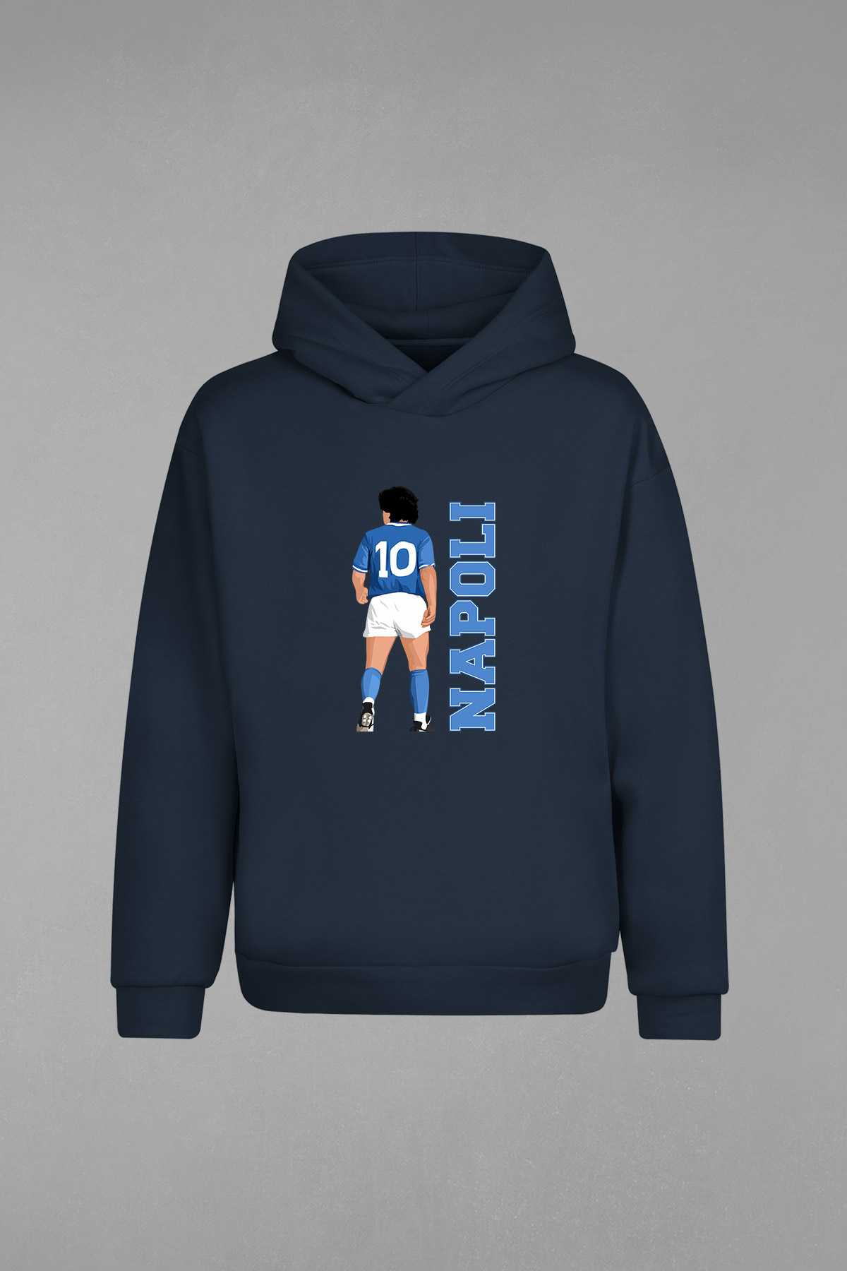 HD-188-Lacivert Napoli Maradona 10 Kapşonlu Sweatshirt