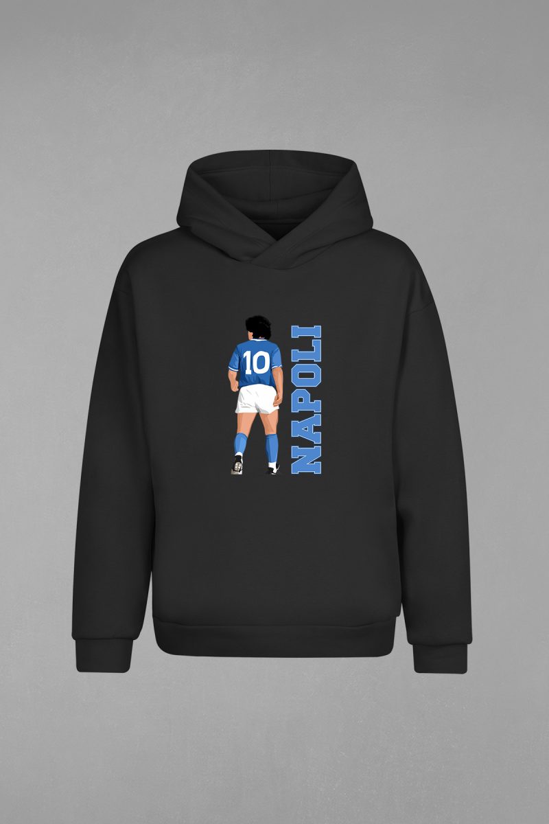 HD-188-Siyah Napoli Maradona 10 Kapşonlu Sweatshirt