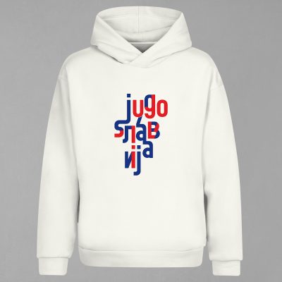 HD-191-Ekru Yugoslavya Typo Kapşonlu Sweatshirt