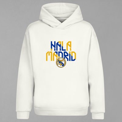 HD-194-Ekru Real Madrid Kapşonlu Sweatshirt