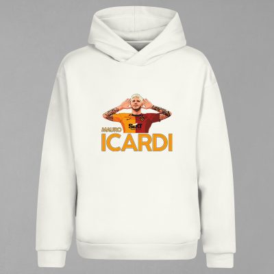 HD-197-Ekru Mauro Icardi Kapşonlu Sweatshirt